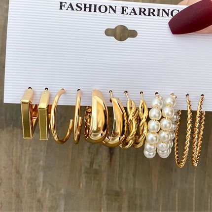 87 Pcs/Set Elegant Personality Imitation Pearl Earrings Rings Jewelry Set For Women Daily Wearing Vintage Jewelry Gifts New 2024