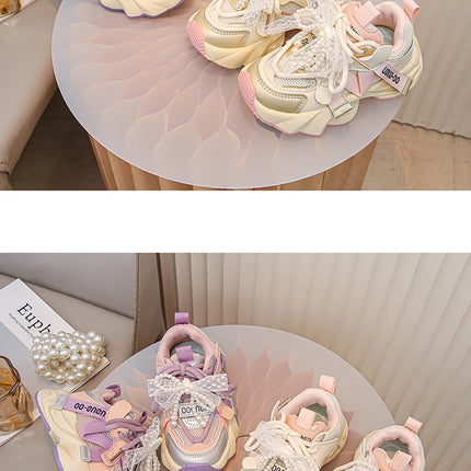 Autumn Sneakers For Kids Korean Style Trend Fashion Girl's Sneakers Soft-soled Breathable Teenager Children Sport Shoes