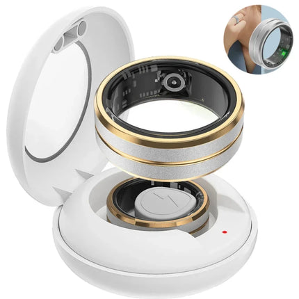Smart Ring Heart Rate & Blood Oxygen Monitor with Photography Sleep Tracking Exercise Monitor Waterproof SR01 with Charging Case
