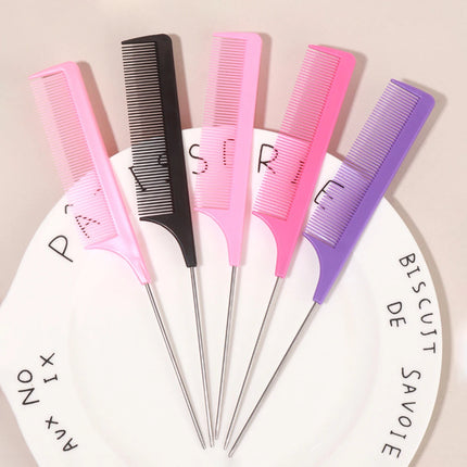 1pc Professional Pointed Tail Comb Salon Hair Styling Stainless Steel Antistatic Dyeing Hair Comb Special for Real Hair Wigs