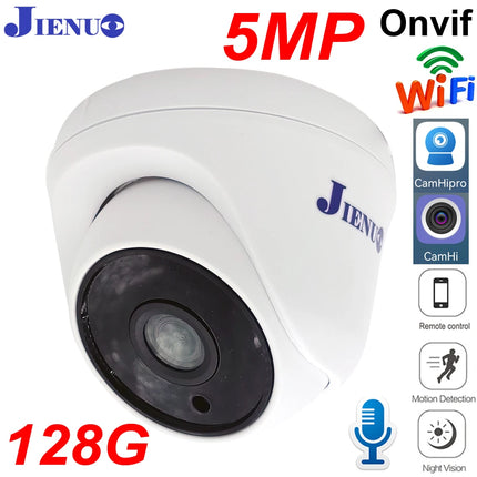 JIENUO 5MP Dome Wifi IP Camera 128G 64G 32G Cctv Security Surveillance Wireless Infrared Night Vision Onvif 1080P Home Cam CamHi
