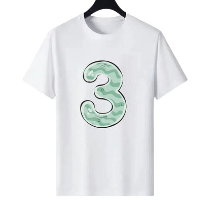 Letter Number Woman Black Summer Round Neck Parent-child Clothing Family Tops Unisex Comfort Short Sleeves T-Shirt Men Blouses