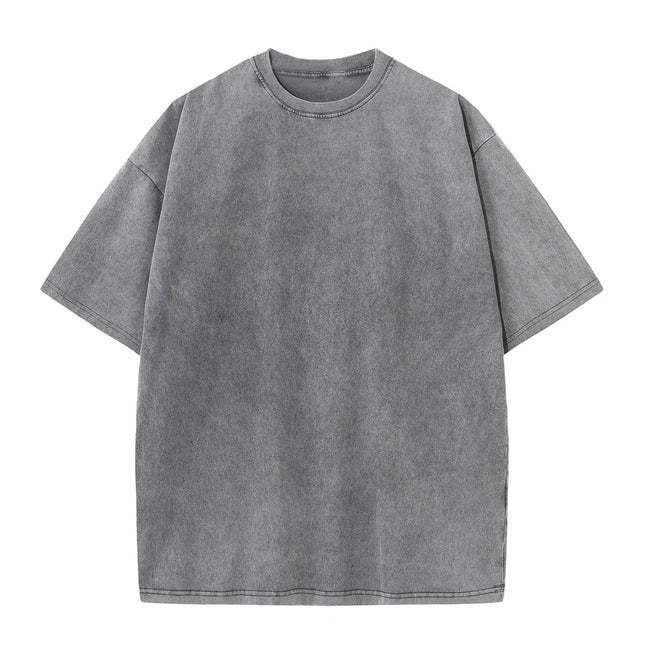 230G Cotton American Large Size T Shirts Men Summer Vintage Clothes Washed Tees Casual Short Sleeve Basic Male Tops