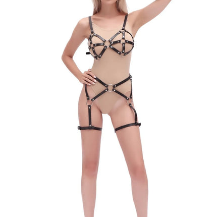 Sexy Leather Bras Lingerie Bondage Bodysuits Adjustable Nightclub Performance Outfits BDSM Couple Sex