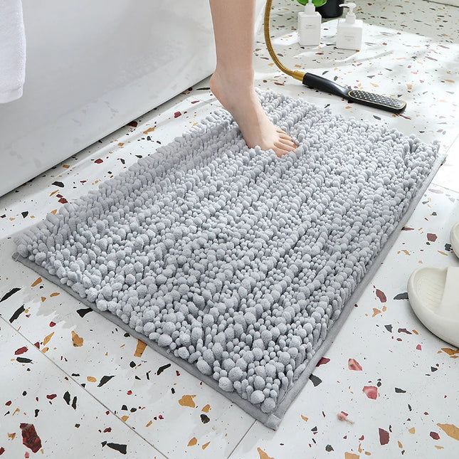 1 piece bathroom carpet bath mat, non-slip super thick lotus pine soft chenille door mat, fluffy foot mat, indoor solid color do