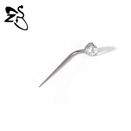 ZS 1 Piece G23 Titanium Curved Taper Insertion Pin Tool Internal Thread Piercing Kit For Tragus Helix Lip Nose Piercing Jewelry