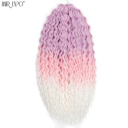 22"Ariel Curl Crochet Hair Synthetic Deep Wave Braid Hair Extension Ombre Ariel Curl Hair Soft Water Wave Twist Hair Blonde Pink