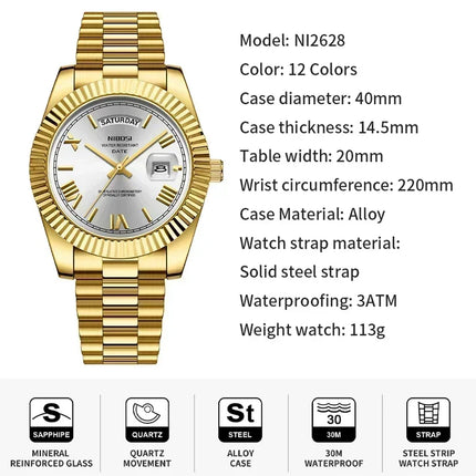 NIBOSI Men's Watches Top Brand Luxury Man Watch For Men Automatic Date Week Waterproof Quartz Wristwatches Luminous Reloj Hombre