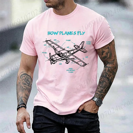 Men's Summer T-Shirts How Planes Fly How Planes Fly Aviation Pilot Graphic Tshirts Women Men T-Shirts Short Sleeve Shirt Tops