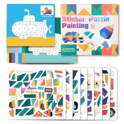 Paper 3D Geometric Sticker Books Handmade Montessori DIY Paste Material Kit Cute Educational Animals Sticker Book Toddlers