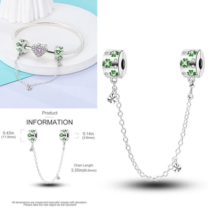 New 925 Sterling Silver Cactus Four Leaf Clover Charm Spring Green Series Bead Pendant For Original Beads Bracelet DIY Jewelry