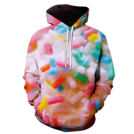 3D Print Candy Fruit Graphic Hoodies For Men Casual Plus Size Funny Sweatshirts For Women Men Streetwear Pullovers Men Hoodie