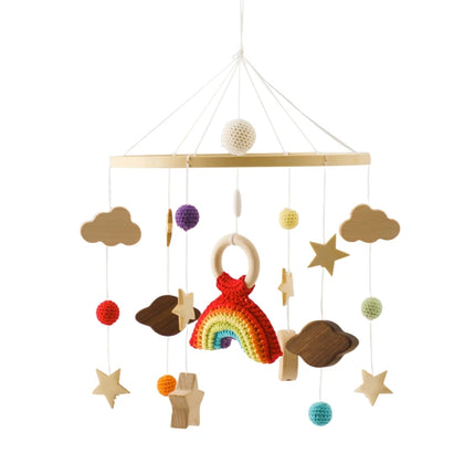Baby Wooden Rattles Bed Bell Soft Felt Cartoon Elephant Cloudy Star Hanging Bed Bell Mobile Crib Montessori Education Toys