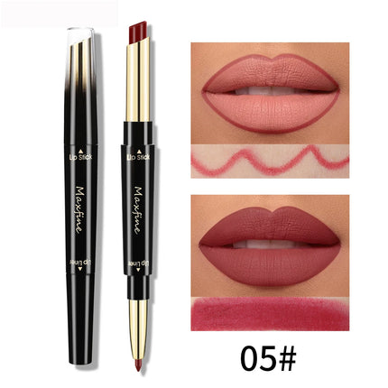 2 In 1 Lipstick lipliner Matte Highly Pigmented Waterproof Long Lasting Non stick Cup Lip Makeup