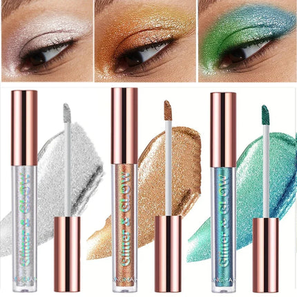 Diamond Shimmer Liquid Eyeshadow Set - Pearlescent Finish High-Pigment Long-Lasting Glitter Eyeshadow for Dazzling Beauty