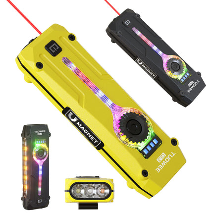 Rechargeable EDC Flat Pro Flashlight with Red Laser, RGB light, UV And LED Combo, Portable Pocket Lights, Outdoors Emergency