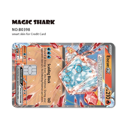Magic Shark Tyranitar Pawmot Clefable Pokemons Slowking Victini Ex Soft PVC No Fade Skin Sticker for Credit Debit Metro Card