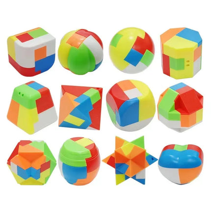 3D Puzzle Luban Lock Keychain - Magic Mini Cube Brain Teaser Game Intellectual Educational Toy For Kids Adult Antistress