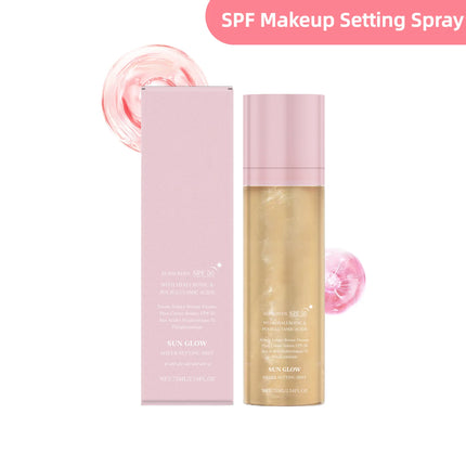 SPF Makeup Setting Spray Hydrating Glow Finish Waterproof Lightweight Non Greasy Lasting Makeup-Friendly Sunscreen Setting Mist