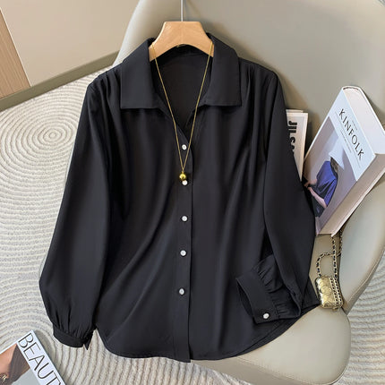 2026 Plus Size Blouses For Women Spring New Solid Long Sleeve Shirts Korean Fashion Ladies Blouse Simple Female Clothing Tops