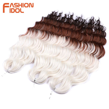 Anna 24 Inch Hair Synthetic Deep Wave Braiding Hair Extensions Braid Hair Ombre Rainbow Red Orange Twist Crochet Curly Hair