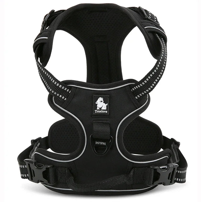 Truelove Pet Harness Reflective Nylon Large Pet Dog Harness All Weather Padded Adjustable Safety Vehicular Leads for Dog TLH5651