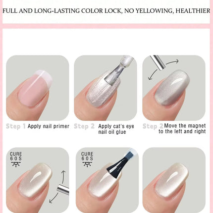 6pcs 15ml Luxury Coffee Cat's Eye Nail Gel Polish Set with Soak Off UV LED Cat Eye Gel Polish Manicure Nail Art Gift Kit