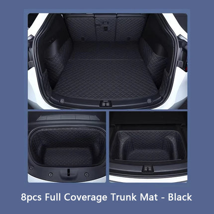 For Tesla Model Y Juniper / 3 Highland 2025-2026 Front Rear Trunk Mat Leather Full Coverage Trunk Both Side Guard Protective Pad