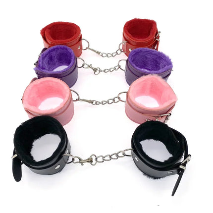 1 Pair Sexy Hand Wrap PU Leather Plush Handcuff role play Bdsm Bondage Slave Game Sex Toys for Couple Erotic Soft Handcuff