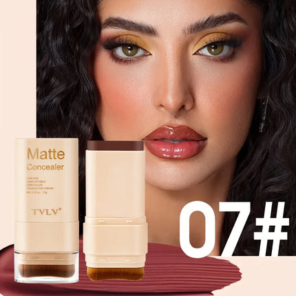 2-in-1 Concealer Eraser Dual-Ended Foundation Stick with Brush Head Nine Colors European and American Waterproof Non-Cakey Solid Foundation Cream 15G/Stick-1 Stick