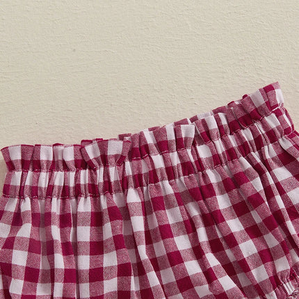 Baby Girl Plaid Shorts Frill Ruffled Elastic Waist Triangle Short Pants for Summer