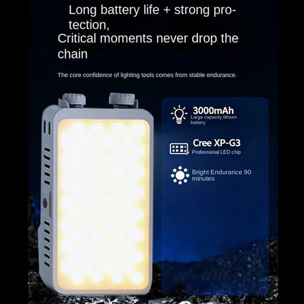 40W Handheld Fill Light Portable Pocket Selfie Light Outdoor Photography LED Soft Light Beauty Light with Fan Camera Top Light