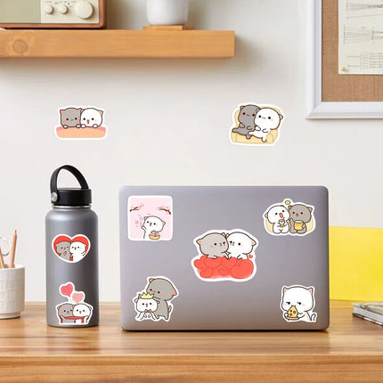 Cute Couple Cat Stickers Cartoon Kawaii DIY Gift Decal Doodles for Scrapbook Skateboard Luggage Phone Waterproof Stickers