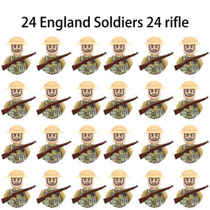 WWII Infantry Military Soldier War National Army Mini Gun Weapon Models Building Blocks Building Blocks Toys for Kids