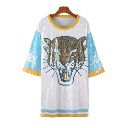 2025 New Cowboy Baseball Football Game Female Tops Sequin Women Jersey Dress