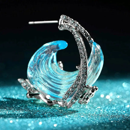 1/3PCS Ocean's Oath Wave Decorative Ring Necklace Earrings Jewelry Set For Women Gift Fashion Sky Blue Decoration Jewelry Gift