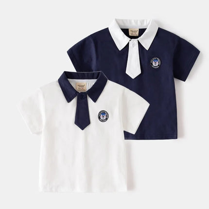 HoneyCherry Boys' Short-sleeved Cotton Polo Shirt, New Summer Style, Children's Solid Color and Breathable Polo Shirt