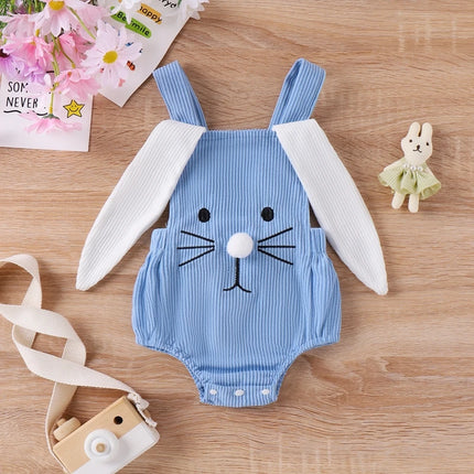 Baby Girls Boys Rompers Rabbit Embroidery Bunny Ears Straps Sleeveless Bodysuits Summer Casual Easter Clothes