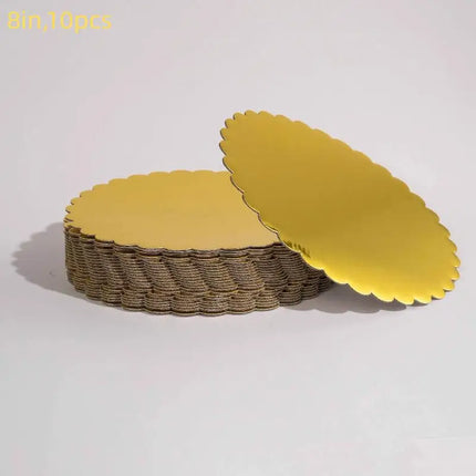 10 Pcs Cake Boards With White Golden Cake Rings, Cardboard With 6/8/10/12 Inch Cake Base, Suitable For Baking Cakes
