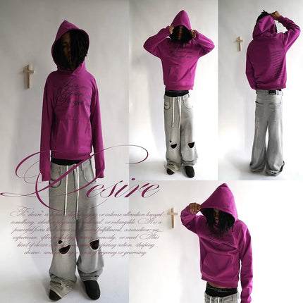 2025 Spring and Autumn Long Sleeved Hoodie Hoodie, Dark Retro Punk Printed Coat, Y2K Street Trendy Ins