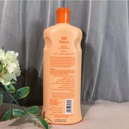 RDL Papaya Whitening Hand Body Lotion+vitamin E 600ml Moisturizing Brightening Skin Tone Smoothing Antioxidant Nourish Skin Care