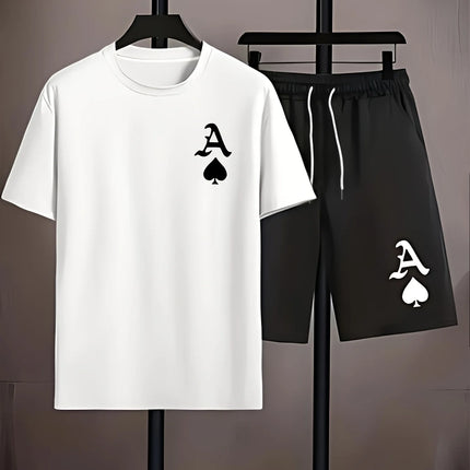 Summer Casual Men's T-Shirt and Shorts Set 2026 Sportswear Set Plus Size Short-Sleeve T-Shirt Drawstring Pocket Shorts Set
