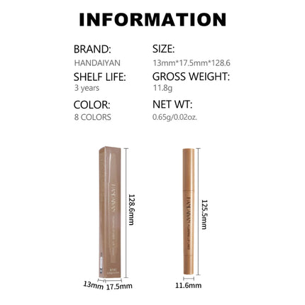 HANDAIYAN Double-Head Waterproof Lip Liner Pen Coffee Brown Outlines Lip Shape Full Lip Contour with Silicone Brush