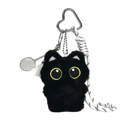 Cute Black Cat Plush Toy Doll Keychain Small Pendant Car Keyring Kitten Toy Doll For Boy Girl Brithday Gifts