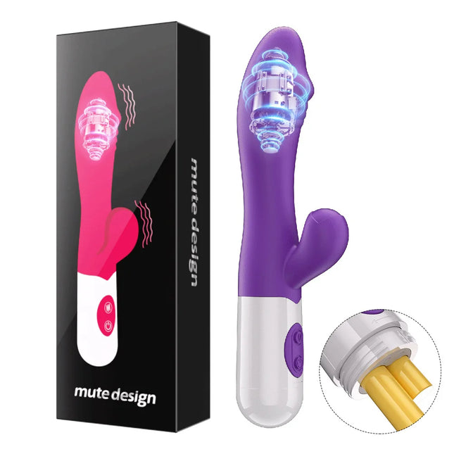 Rabbit Vibrator for Women Clitoris Stimulator Silicone G-spot Powerful 2 in 1 Dildo Female Masturbation Sex Toys Adult Goods