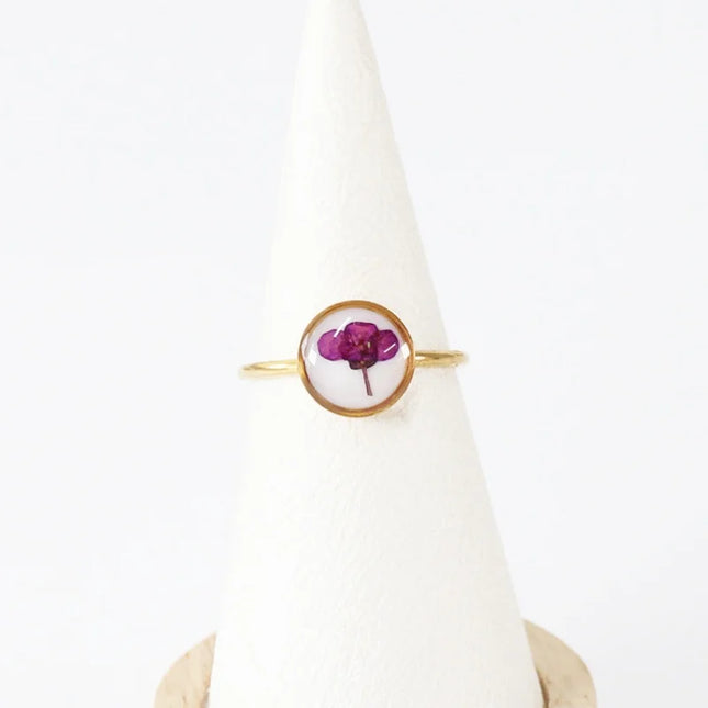 Wency Stainless Steel Dried Flower Round Rings For Women Eternal Flower Open Finger Ring Jewelry Wedding Band Gift Wholesale New