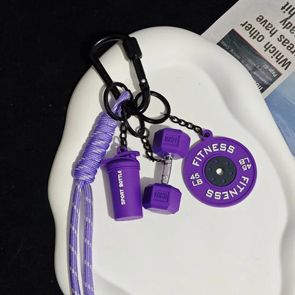 Dopamine Fitness Series Pendant D-shaped Buckle Detachable Barbell Plates Key Chain Bag Charm Creative Large Dumbbells Keyring