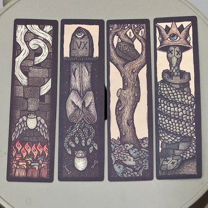 Double-embossed Dark Surrealism Pillars Deck Travis Lawrence 4*16cm - 36 Pcs Surreal Occult Symbolism Illustration Cards