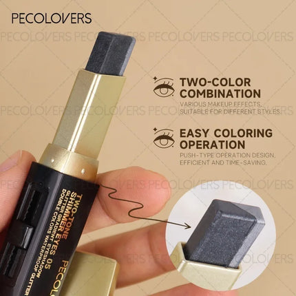 Two-color Push-pull Eye Shadow Stick, Multi-color Selection, One-touch Shape, Long-lasting and Natural, Eye Cosmetics