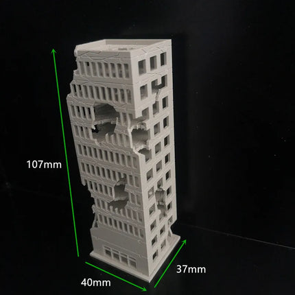 1:300 Simulation Miniature Building Model Battle Damaged City Hifh-rise House Models DIY Military Landscape Assembling Toys 1PCS